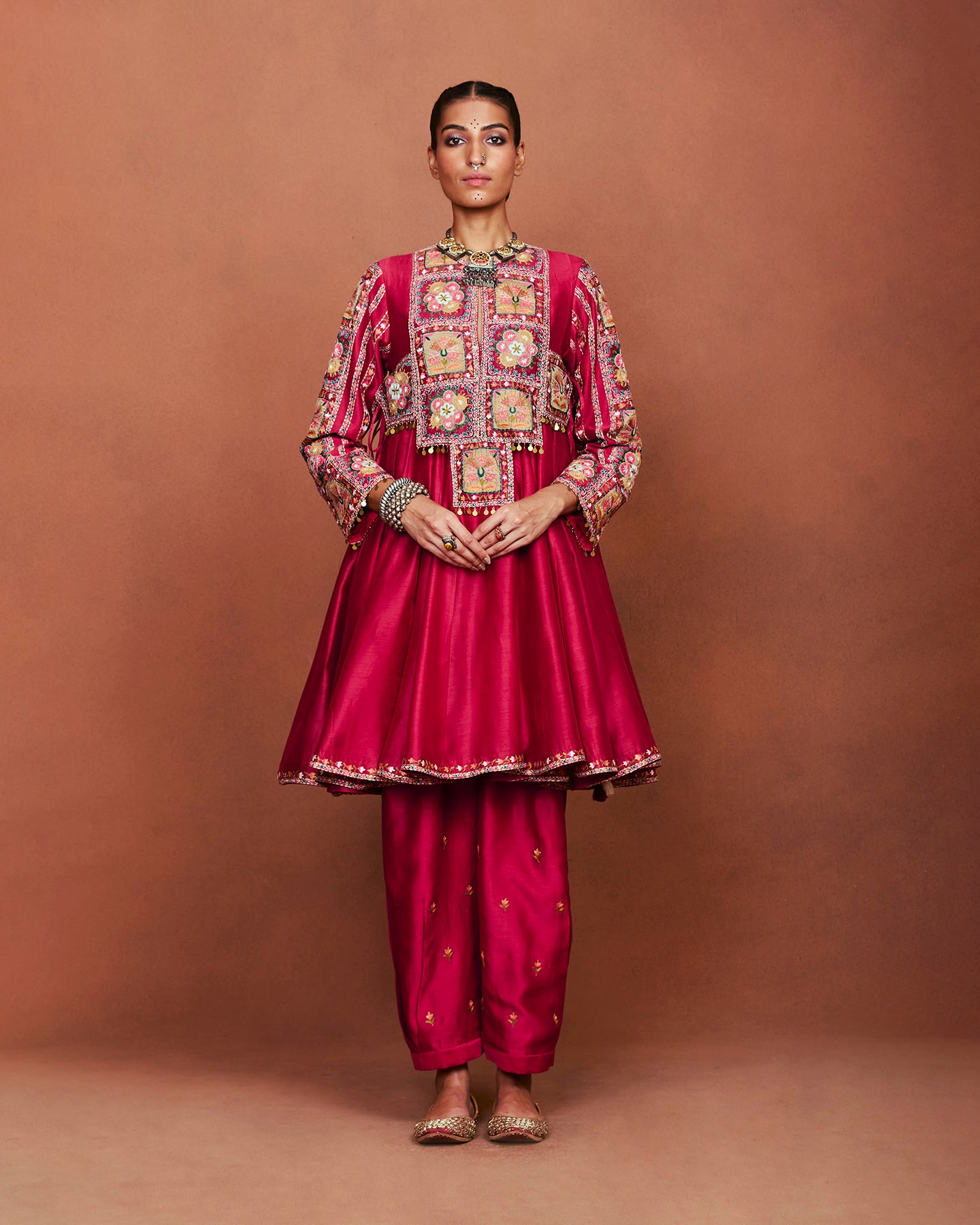 Rai Red Short Anarkali Set
