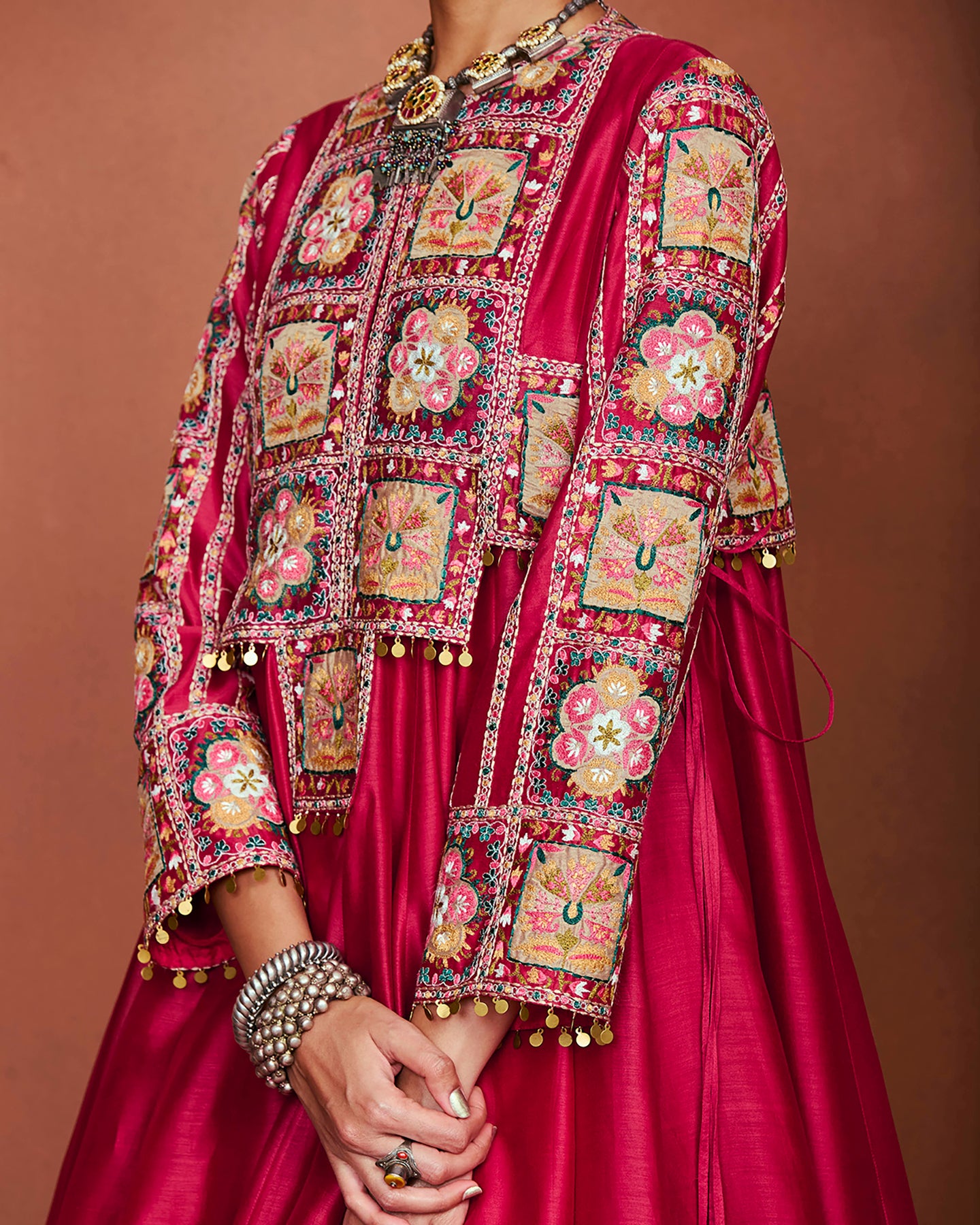 Rai Red Short Anarkali Set
