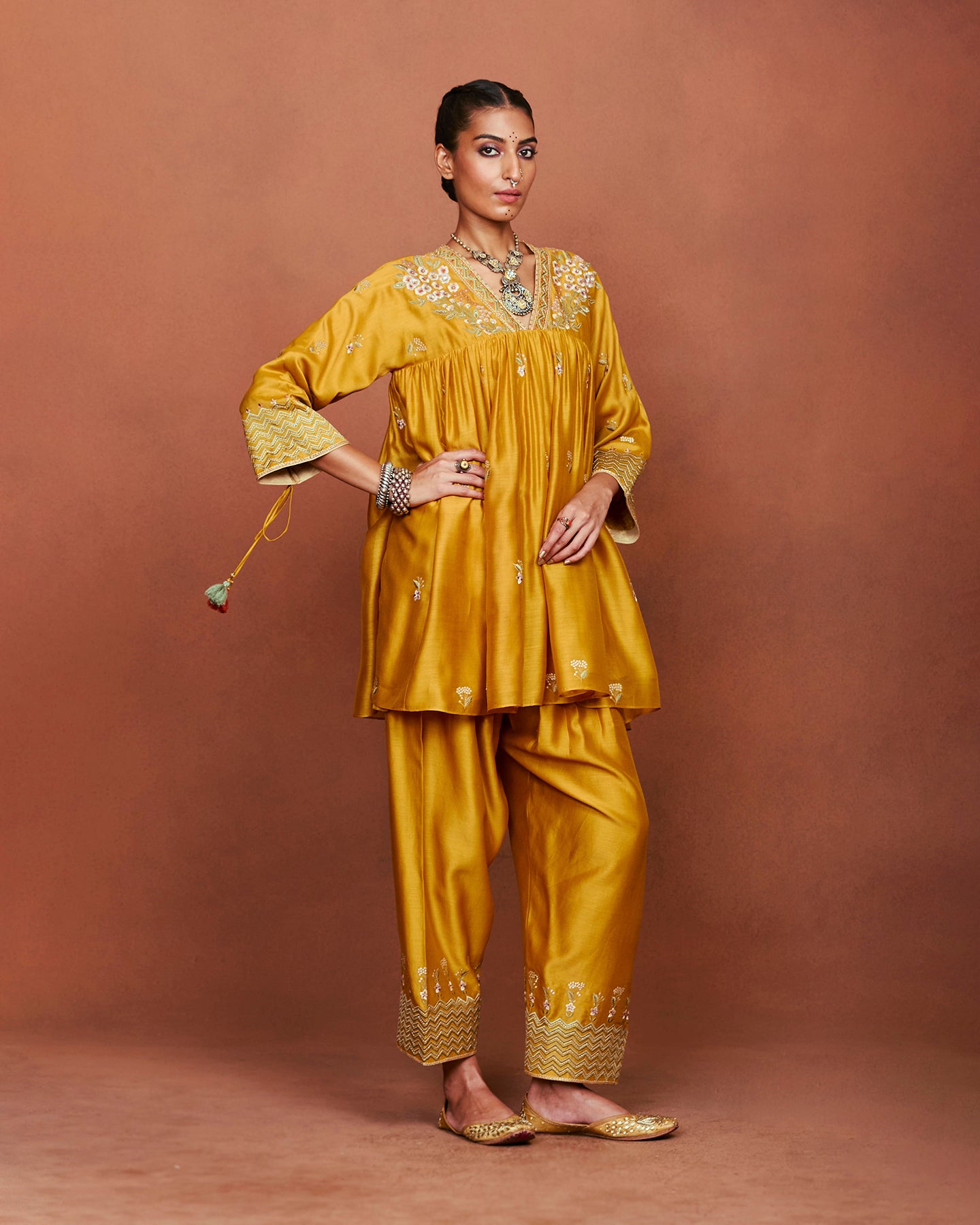 Moha Mustard Short Kurta Set
