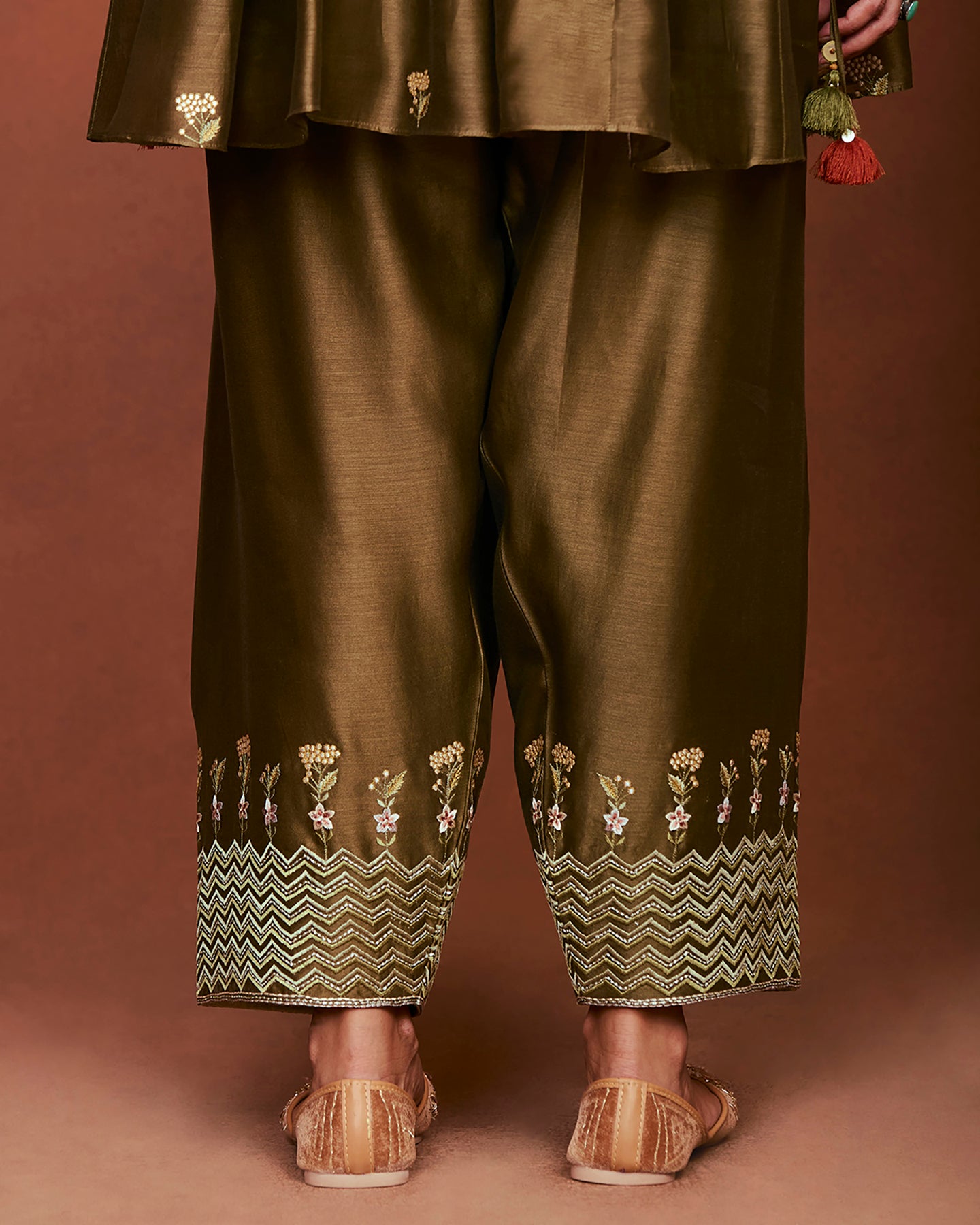 Moha Olive Green Short Kurta Set