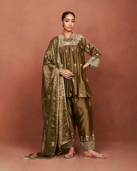 Moha Olive Green Short Kurta Set