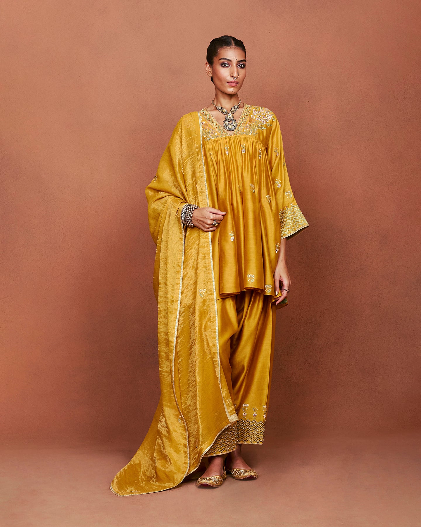 Moha Mustard Short Kurta Set