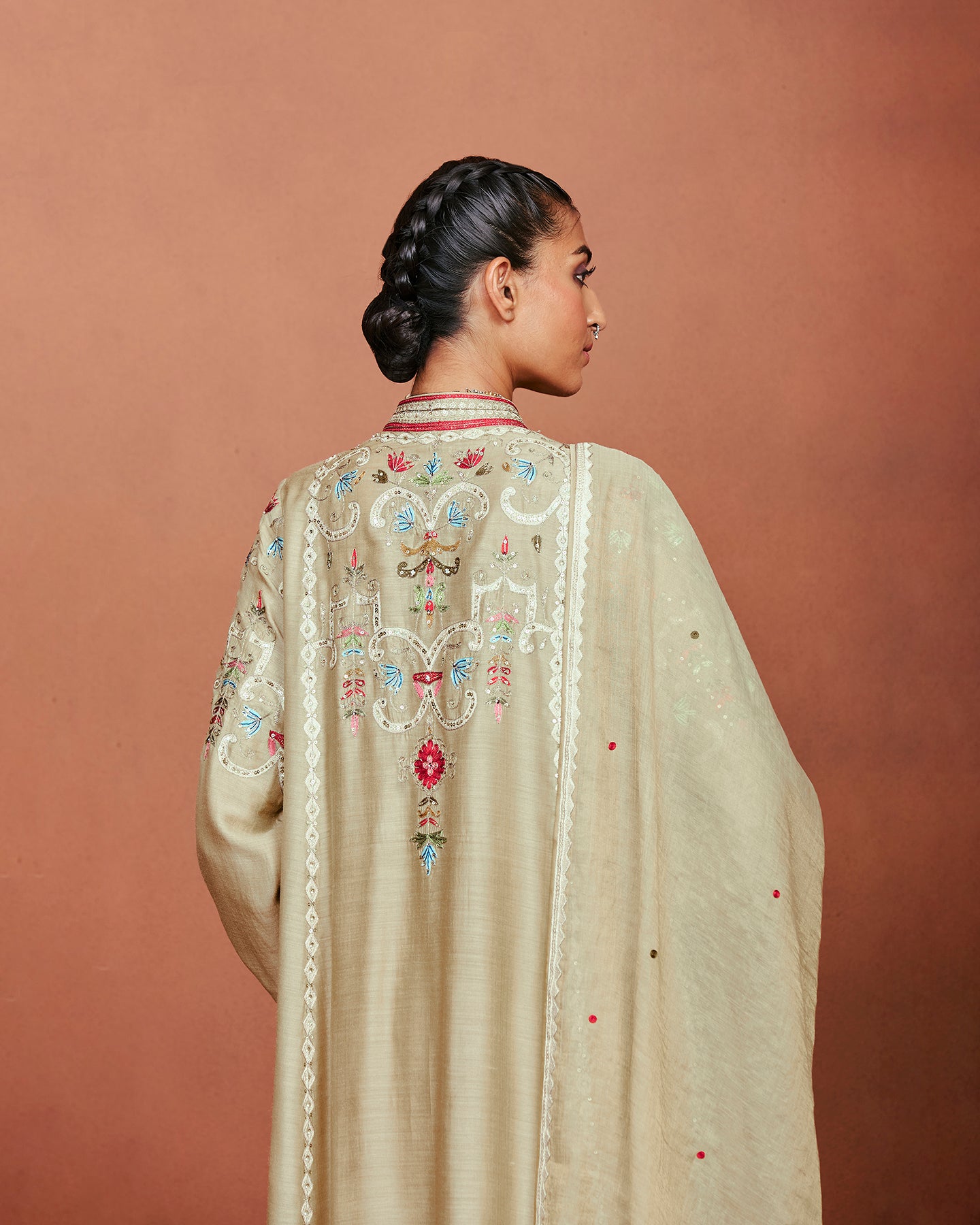 Amu Beige Long Kurta Set