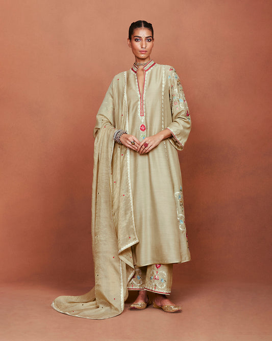 Amu Beige Long Kurta Set