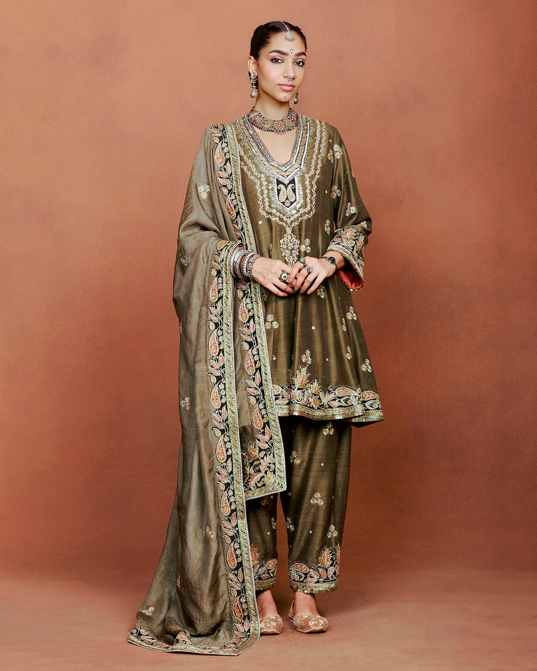 Kohra short anarkali set