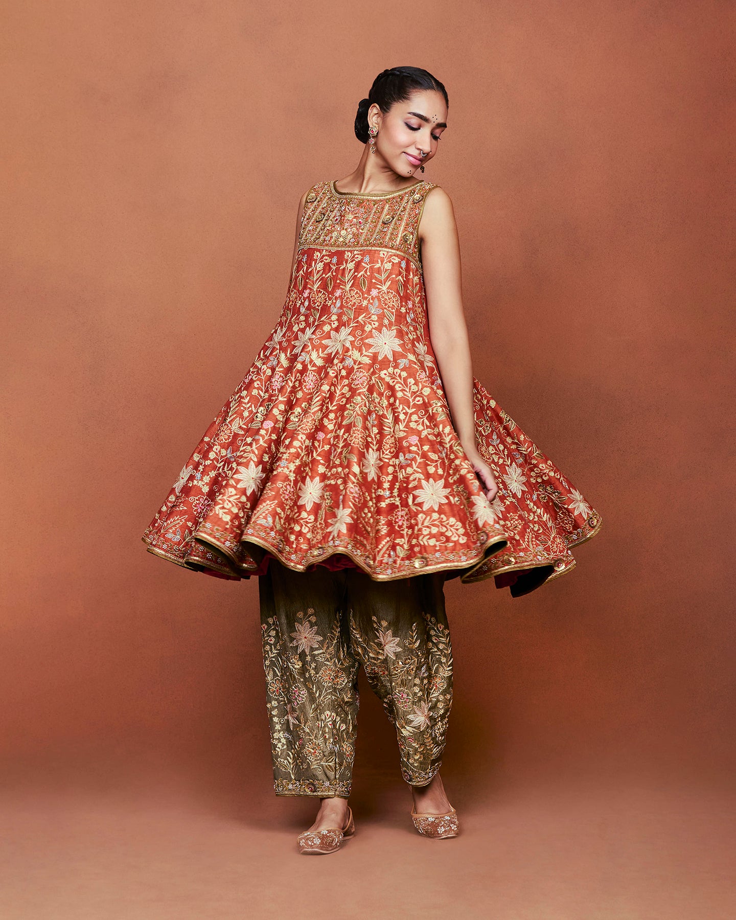 short anarkali dress Warizah - Glaze Mustard Short Anarkali Set With Dupatta | Sheetal Batra Glaze Mustard / 5XL For Women